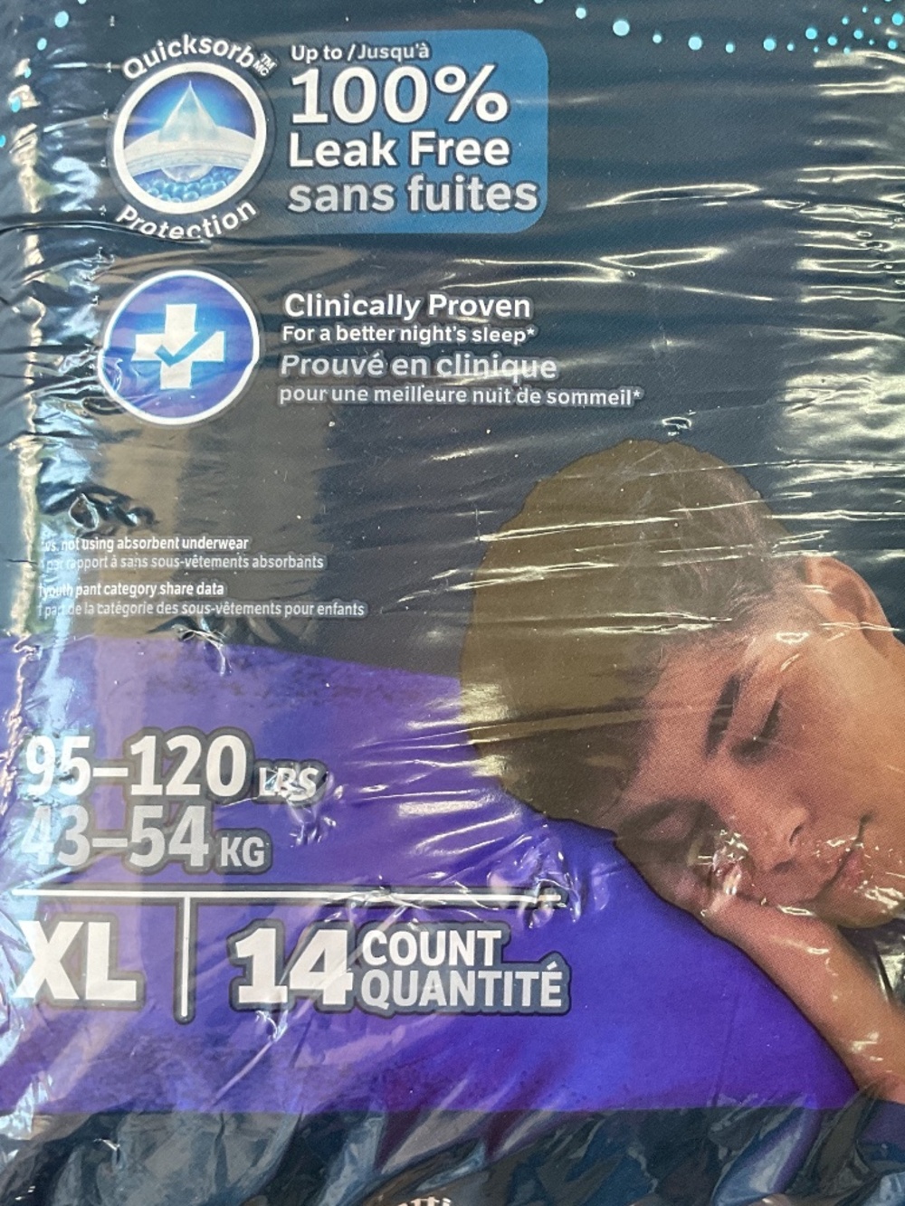 14 COUNT GOODNITES BOYS’ NIGHTTIME BEDWETTING UNDERWEAR SIZE XL (95-120 lbs)